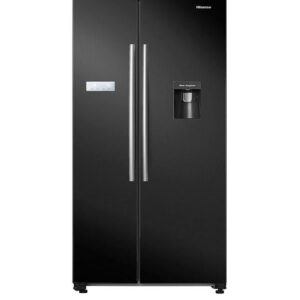 Hisense RS741N4WBE 90cm Wide, Side by Side, American Fridge Freezer with non-plumbed Water Dispenser - Black